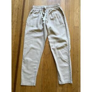 Zara Anos-Years Kids 13-14Y Linen Blend Tapered Drawstring pants Sand Womens XS
